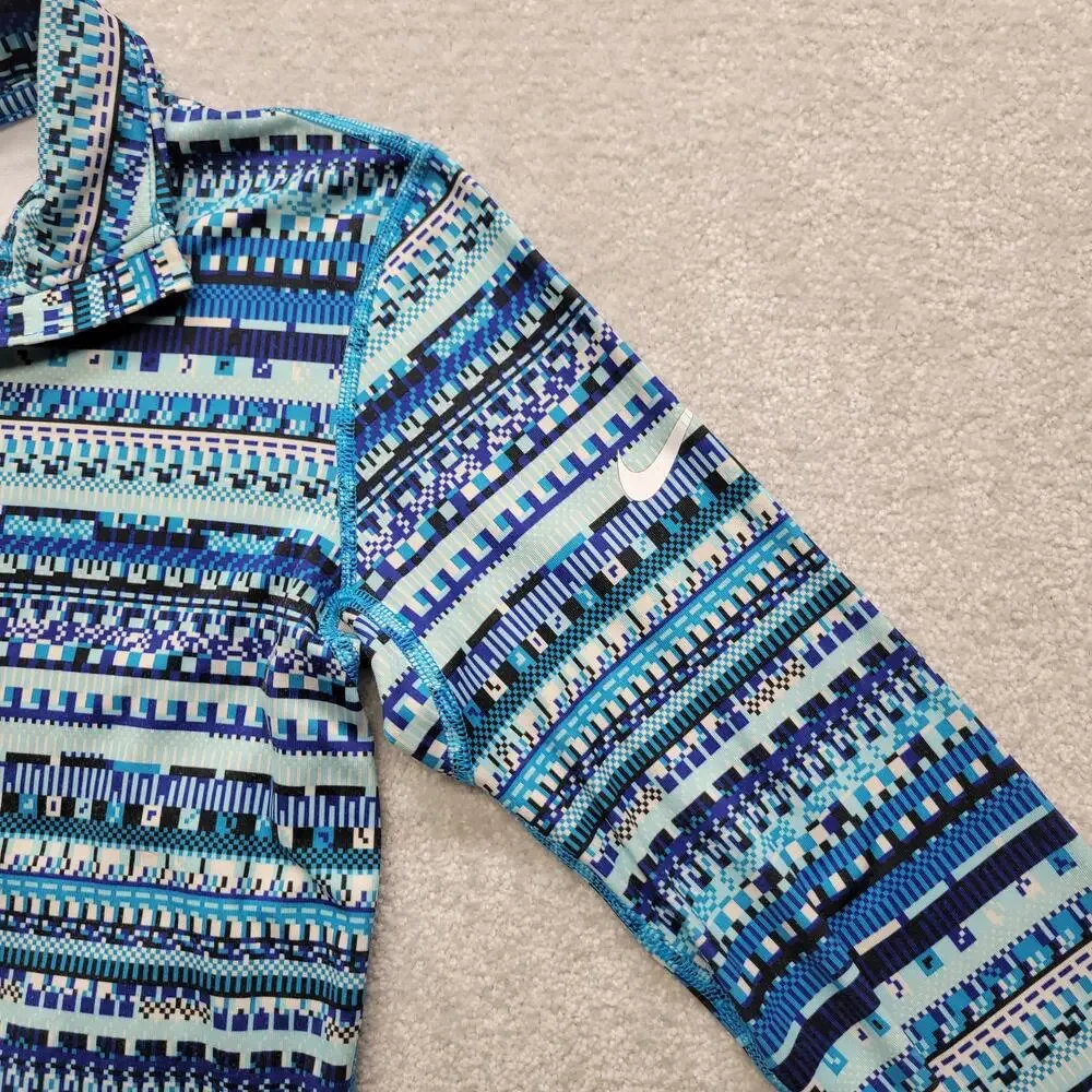 Nike Pro Dri-FIT Women's M Blue Geometric Print 1/2 Zip Running Pullover